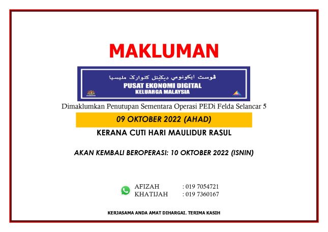 NOTIS PENUTUPAN PEDI FELDA SELANCAR 5 HARI MAULIDUR RASUL page-0001