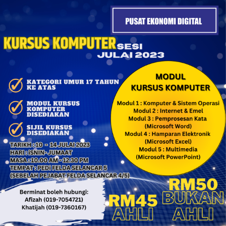 Kursus Komputer Julai 2023