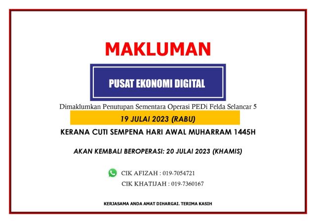 Notis Hari Awal Muharram 1445H