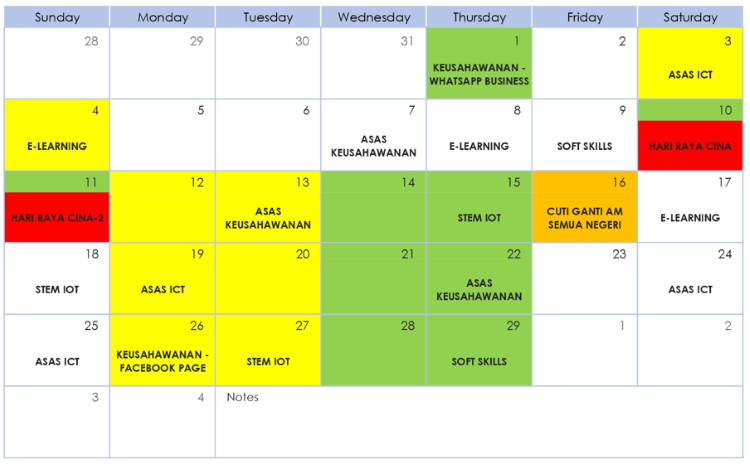 Jadual Aktiviti Bulan Februari 2024 2