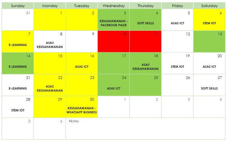 Jadual Aktiviti April 2024