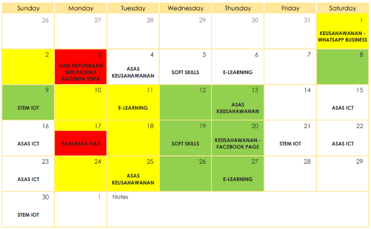 Jadual Aktiviti Jun 2024